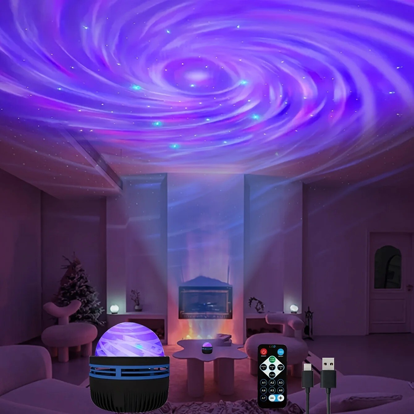 Projector Galaxy Starry Sky Night Light Ocean Star Party Speaker LED Lamp-Remote