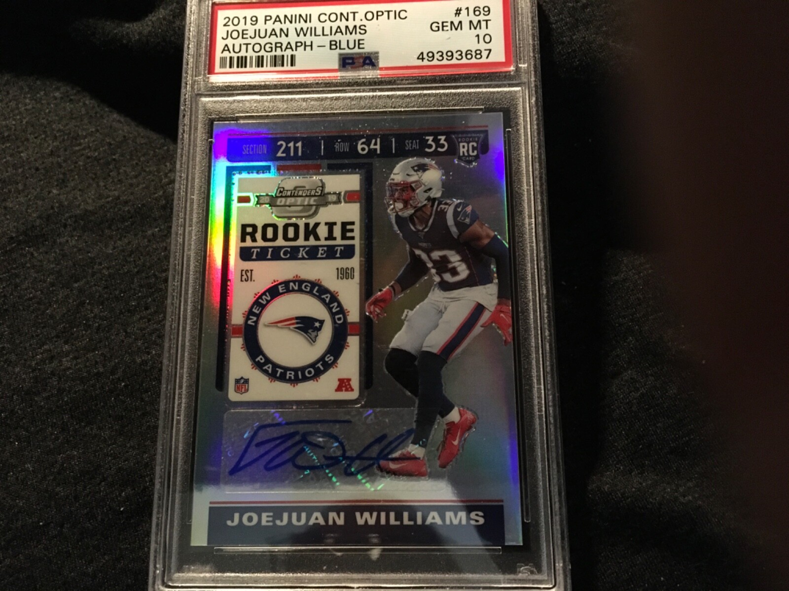 Joejuan Williams Panini Contenders Optic #169 Autograph Blue