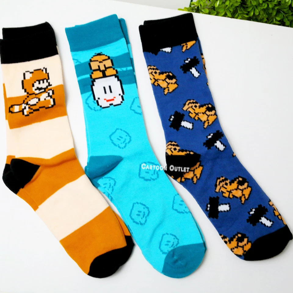 Mando Equipo Super Mario Bros 3 Pares Calcetines Crew 8 Bit Retro 3 Pares de Calcetines Nuevos Foto 2 de 4
