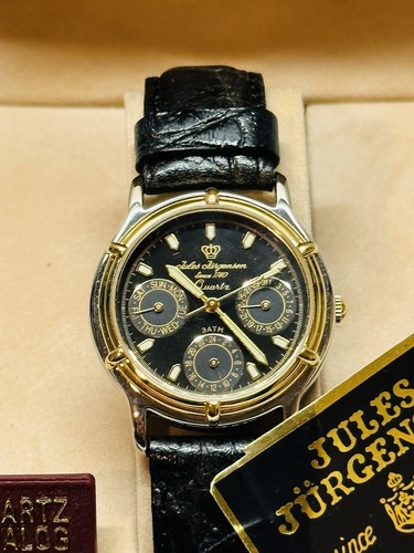 Vintage Jules Jorgensen Watch New In Box 7278B W/ Leather Band - Picture 2 of 9