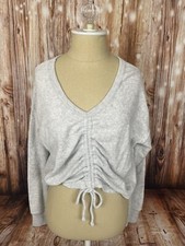 Aerie Towel Terry Cinch Sweatshirt Size Medium Gray