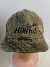 Vintage Hiland Dairy Food Products Farm Snapback Camo Hat Heartland Made In USA