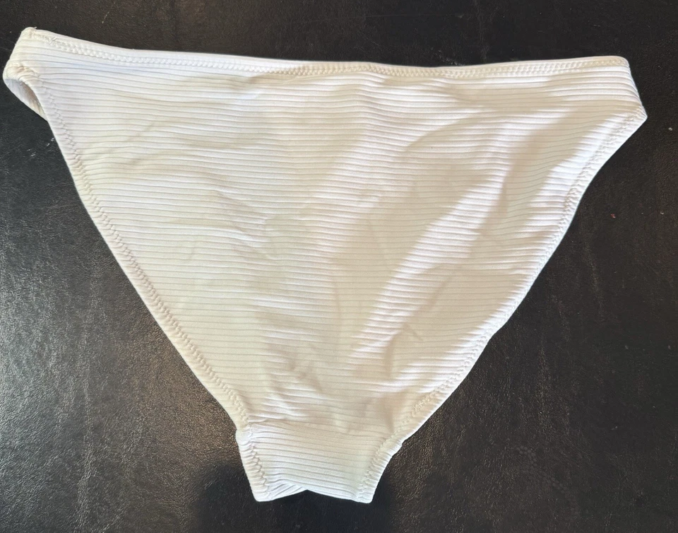 H&M Women's Size 8 White Ribbed Bathing Suit Bottoms (Swim Suit) A0030 - Image 3 of 4