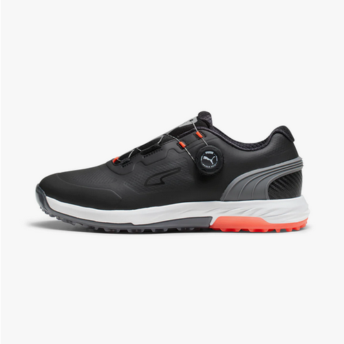New Puma ALPHACAT NITRO Disc Spikeless Golf Shoes Black /Quiet Shade /Red Blast - 第 5/5 張圖片