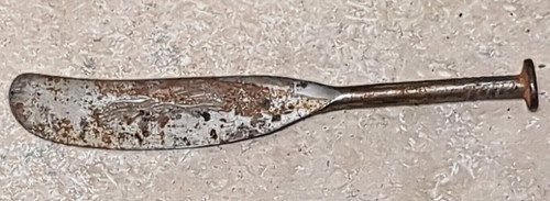 125 year old, Pan-American Souvenir 6" Nail flattened Into a  Butter Knife, 1901