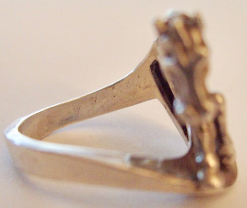 CUSTOM STERLING SILVER MODERN JUMPING HORSE RING SIZE 6 1/2 STIPPLED D MARK? - Picture 6 of 10