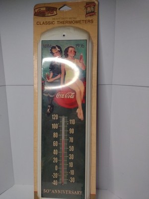 Coka Cola Heavy Duty Metal Thermometer 50th Anniversary Limited Edition New