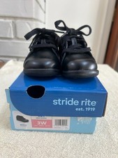 Stride Rite Baby Shoe 3 W Eliot Black Lace Leather walker / trainer New
