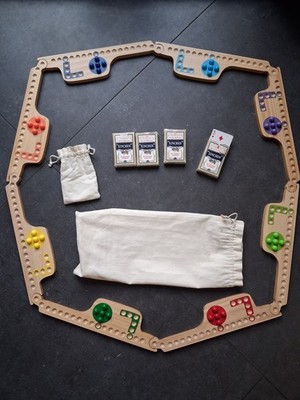 Rarität: Großes DOG Brettspiel aus Echtholz (Brändi-Stil / Marbles and Jokers)