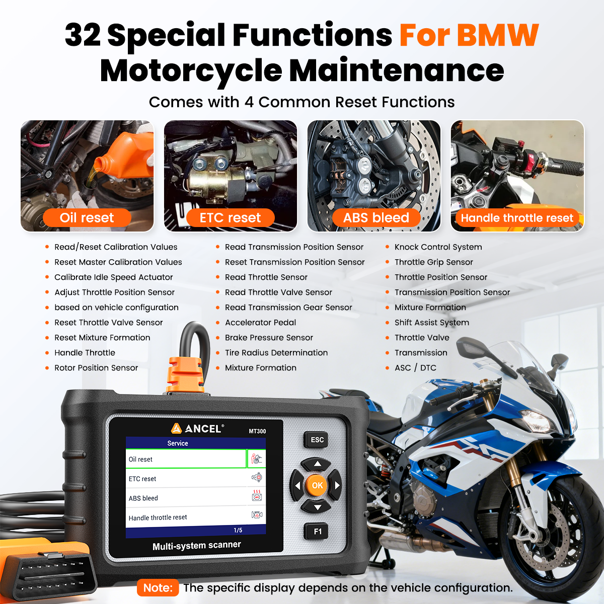 ANCEL MT300 Fit For BMW Motorcycle Scanner OBD2 Diagnostic Tool