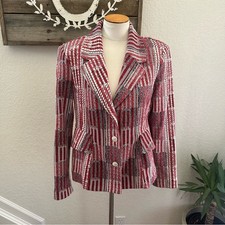 CAbi 6028 Patchwork Red and White Women's Blazer ladies size M