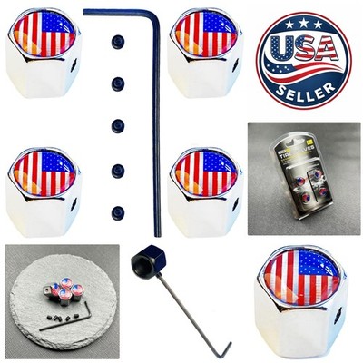 Secure Your Tires with Universal Chrome Anti-Theft Valve Stem Caps - 4 Count