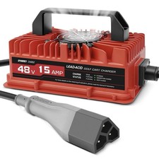 15 AMP Golf Cart Charger for 48 Volt EZGO RXV  TXT with 3 Pin Triangular Plug-L