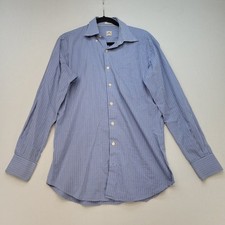 Peter Millar Button Down Shirt Mens Medium Blue Gingham Cotton Long Sleeve