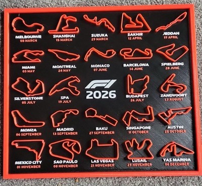 3D Druck 2026 F1 Kalender Wandbild Formel 1 Drucker Kalender