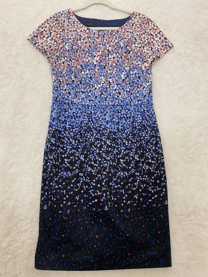 Talbots Ombré Floral Sheath Dress Women’s Size 6 Cotton Stretch Holiday $169 - Image 3 of 4