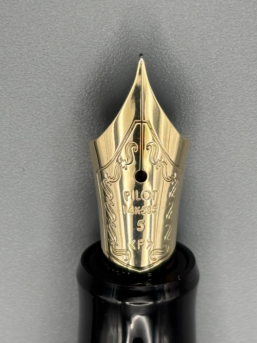 PILOT 万年筆 CUSTOM74 14K 585 5 F Pilot Namiki Custom 74 14K Gold F-Nib Black Fountain Pen Cleaned w