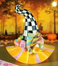 Mackenzie-Childs Courtly Check Witch's Hat Trick or Treat Illuminated Pumpkin