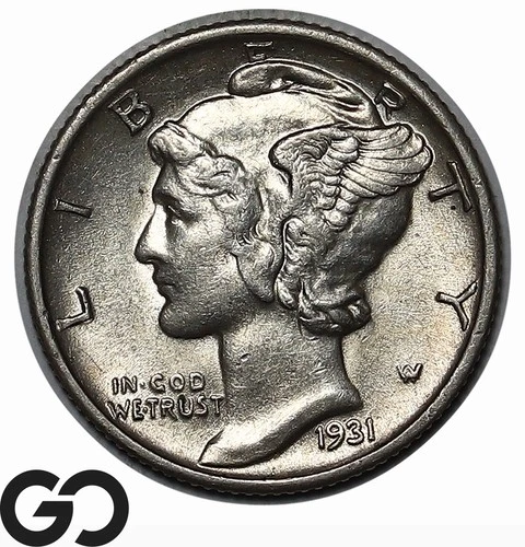 1931-S Mercury Dime, Choice AU++/Unc Better Date!