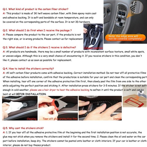 6Pcs For Kia Stinger 18-23 Real Carbon Fiber Set Interior Door Panel Cover Trim - Picture 15 of 15