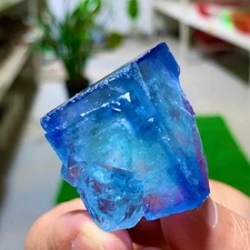 41G  Rare natural transparent blue cubic fluorite crystal sample/China