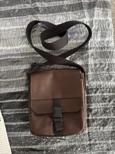 Fossil Brown Leather Crossbody Messenger Bag Adjustable Strap Buckle Closure