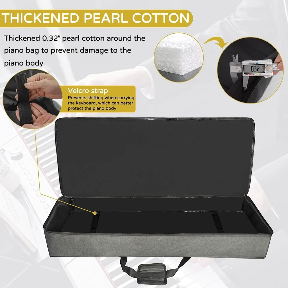 76-Key Padded Keyboard Gig Bag Portable Foldable Electric Piano Keyboard Case... - Image 2 of 2