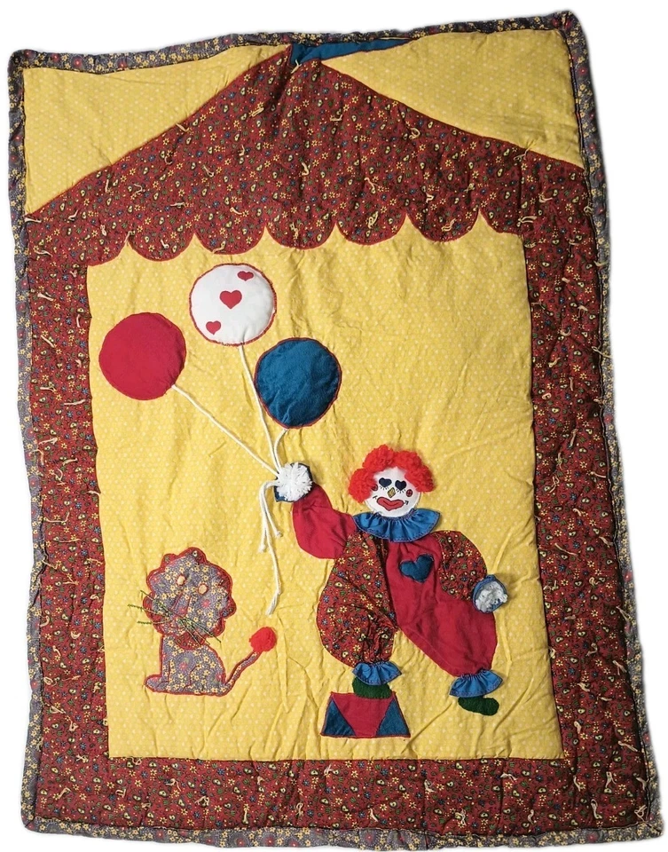Manta de bebé vintage payaso cuna casera globos circo panel colgante Halloween Foto 2 de 4
