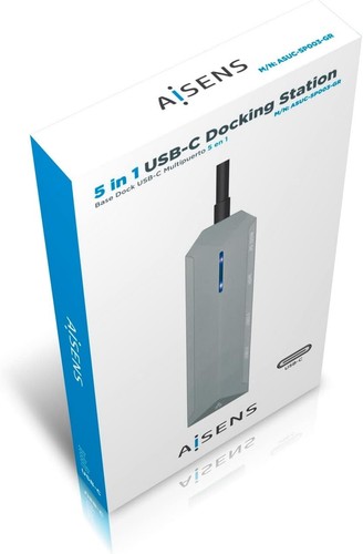 AISENS USB-C Dock 5 EN 1, USB-C A 1XHDMI, 1XRJ45, 2XUSB, 1XPD, GRIS, 15 CM - 第 5/6 張圖片