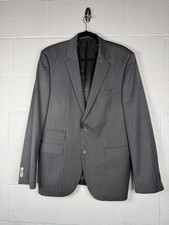 Hugo Boss Gray Herringbone Virgin Wool Blazer Sport Coat Mens 42R Lined