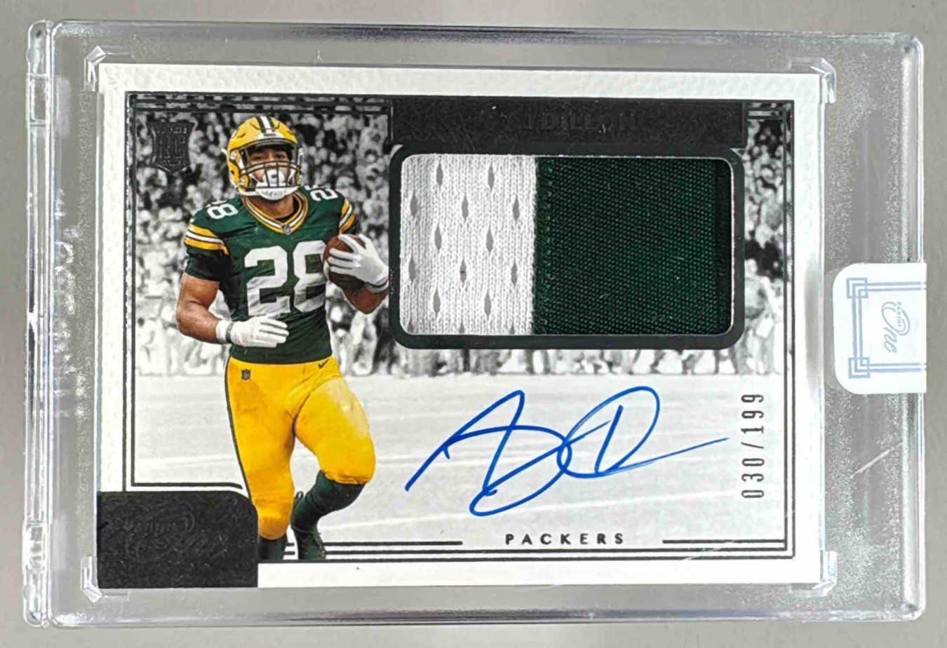 AJ Dillon 2020 Panini One #24 Rookie RC Patch Auto 30/199