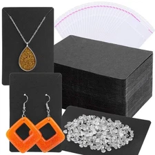 Earring Cards and Bags for Jewelry Packaging, Display Holders, Black