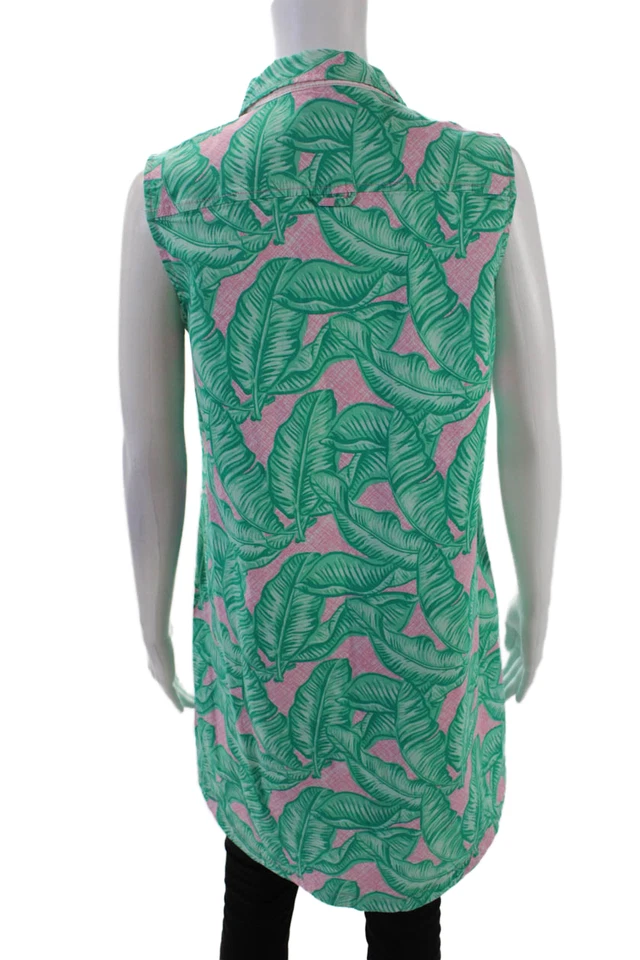 Blusa verde estampada floral cuello en V sin mangas Vineyard Vines para mujer talla 08 Foto 3 de 4