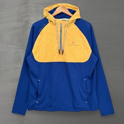 Peter Millar Hyperlight Hoodie Blue Yellow WaterColor Florida Golf 1/4 Zip Large