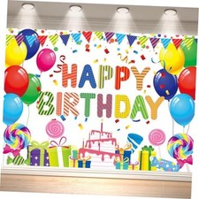 Happy Birthday Backdrop for Wall Colorful Birthday Party Decorations 7x5 FT