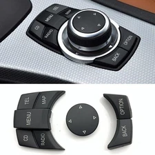 Black Center Console Media Switch Button Cover Cap For BMW 1 3 5 Series E84 E90