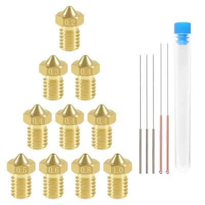 10 Pcs Extruder Nozzle 3D Printer Brass Nozzles 0.2/0.3/0.4/0.5/0.6/0.8/1.0Mm fo