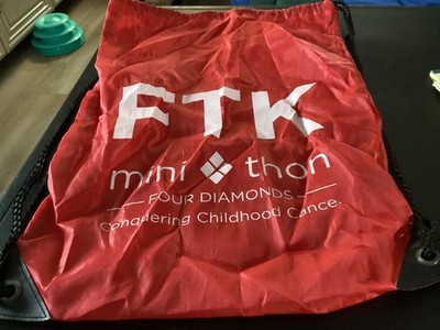 Red ''Four Diamonds'' FTK Mini Thon Nylon Advertising Drawstring Back Pack Bag