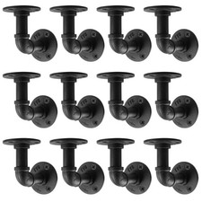 MUZIK 12-Pack Heavy Duty Floating Shelf Brackets Industrial Pipe Wall Mount