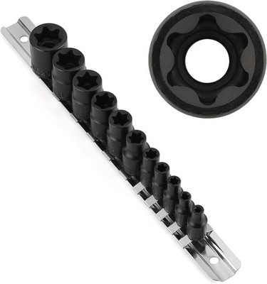 11-teiliges weibliches E-TORX Sternbuchsen-Set, Chrom-Vanadium-Stahl, E4 - E20