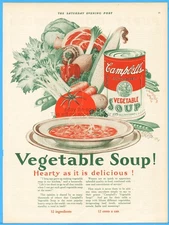1926 Campbell's Vegetable Soup 1920's Kitchen Wall Décor Art Canned Food Ad