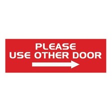Please Use Other Door Sign Right Arrow Red Medium 3x8 Inch Wall Plaque Safety