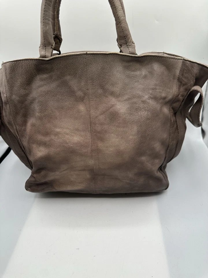Free People Leslie Distressed BrownishTaupe Leather Satchel Convertible Tote Bag - Image 2 of 4