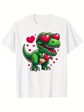 T-Rex Dinosaur Heart Sunglasses T-Shirt - Cute Valentine Day Gift