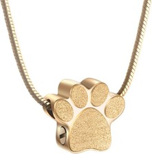 Cremation Necklace for Pet ashes Urn Dog Cat Ashes Gold