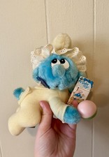 Vintage Applause Plush 1983 Baby Smurf Crawling w/ Pink Blue Rattle Stuffed Toy