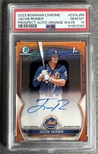 2023 Bowman Chrome Jacob Reimer  Orange Wave Refractor /25 Mets PSA 10