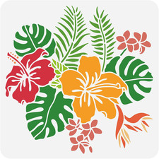 Hibiscus Flower Drawing Stencils, Tropical Plant Hawaiian Flower Reusable Plasti