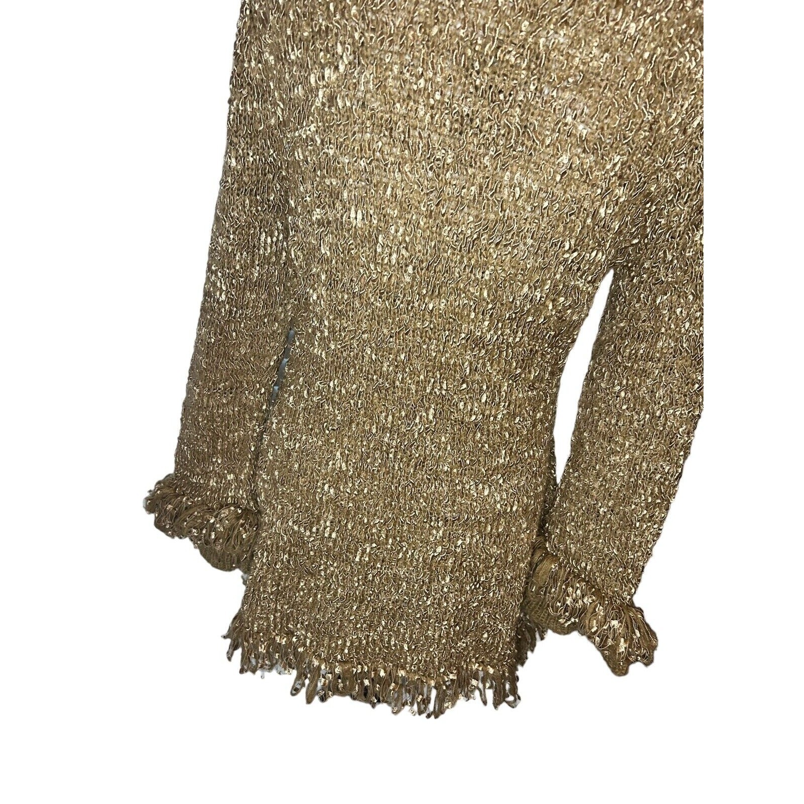 Urban Mango Women Gold Fluffy Sweater Cardigan Size M thumbnail 12