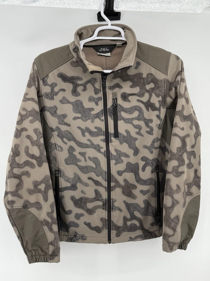 Black Diamond Men’s Soft Shell Fleece Jacket Zip Camo Green Large  - Image 2 of 4